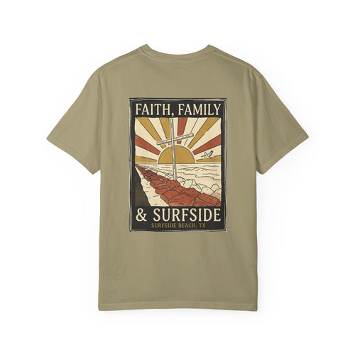 Faith, Family & Surfside Tee | Jetty Cross Sunrise Surfside Beach TX Shirt