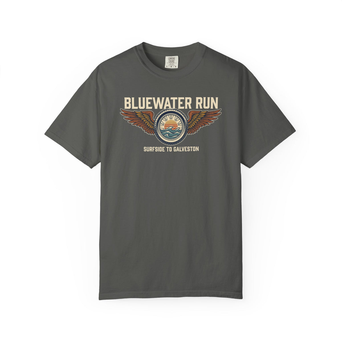 Bluewater Run Tee | Winged Wheel Motorcycle Shirt, Surfside to Galveston