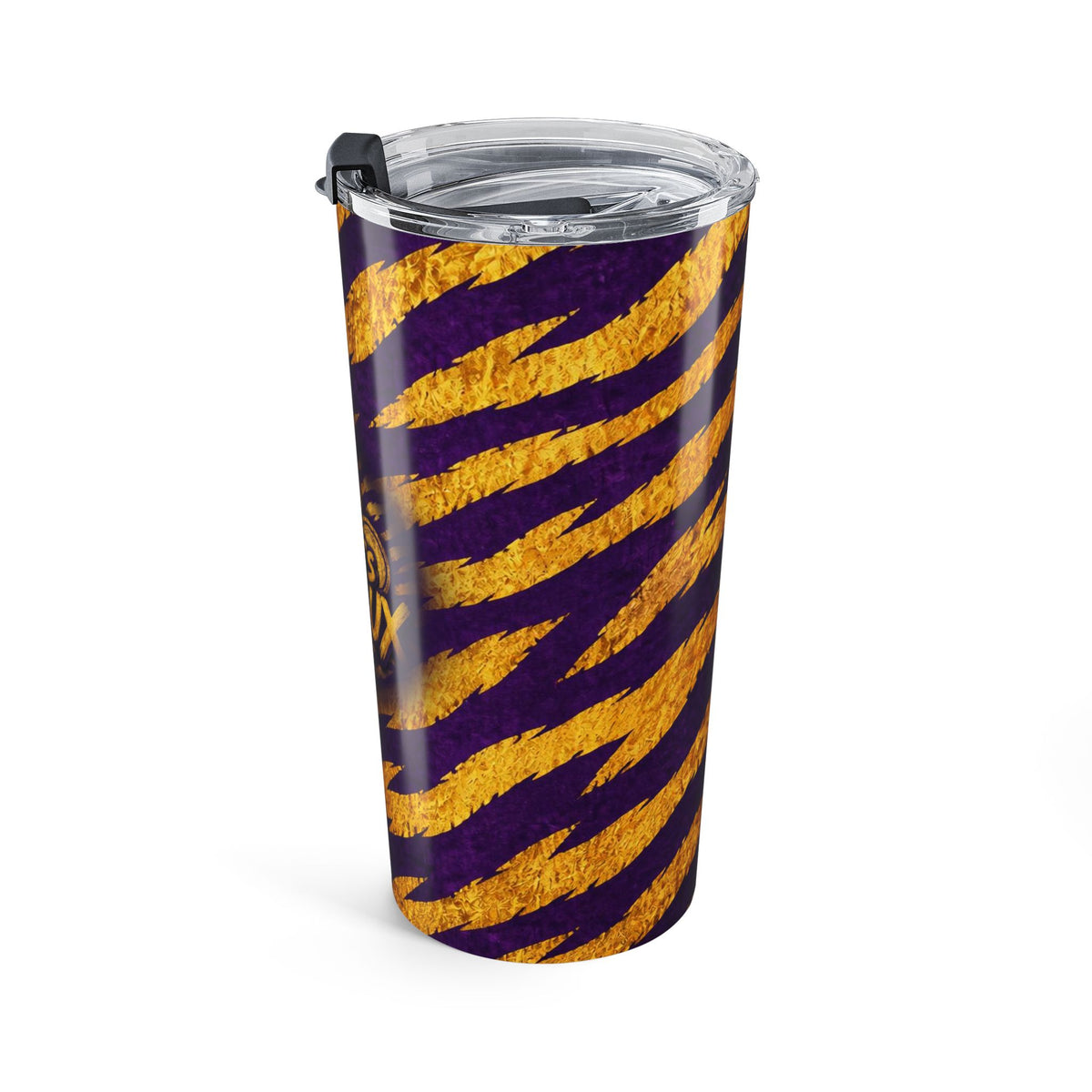 Let's Geaux Tiger Stripe Tumbler | Purple & Gold 20oz Gameday Tumbler