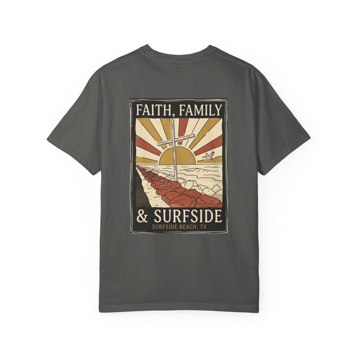 Faith, Family & Surfside Tee | Jetty Cross Sunrise Surfside Beach TX Shirt