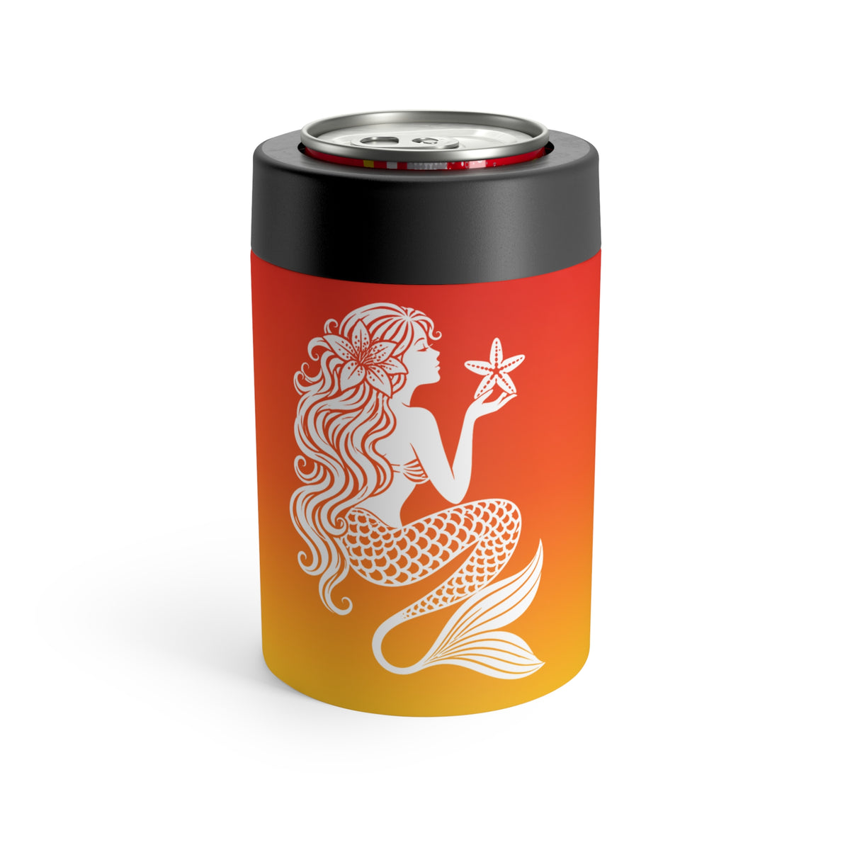 Starfish Mermaid Can Cooler | Surfside Beach Sunrise Insulated 12oz Can Holder