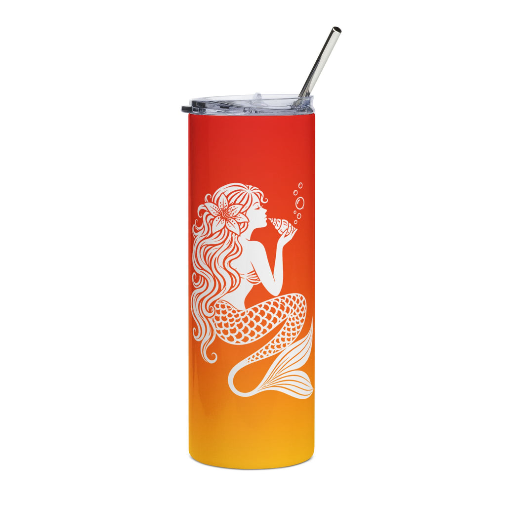 Seashell Mermaid Tumbler | Surfside Beach Sunrise 20oz Stainless Steel Tumbler with Straw
